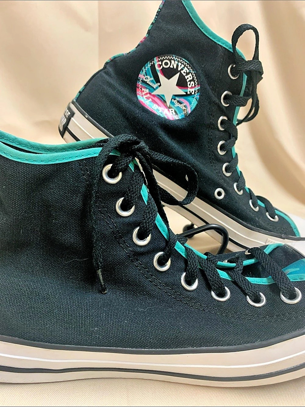 Converse Chuck Taylor All Star High Top Sneakers Black & Green US Men’s 7/ Women - Picture 3 of 7